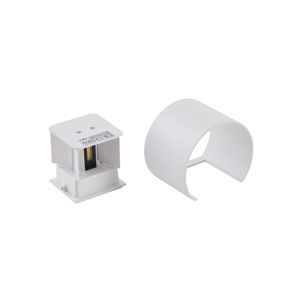 LED utevegglampe Nivar rund hvit metall IP54 stemningsbilde