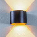LED utevegglampe Nivar rund svart/gull IP54 forfra