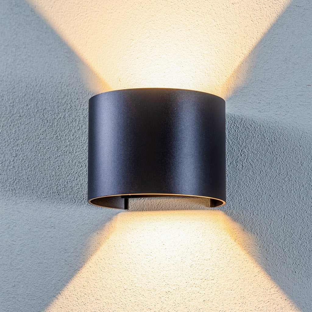 LED utevegglampe Nivar rund svart metall IP54 forside