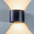 LED utevegglampe Nivar rund svart metall IP54 forside