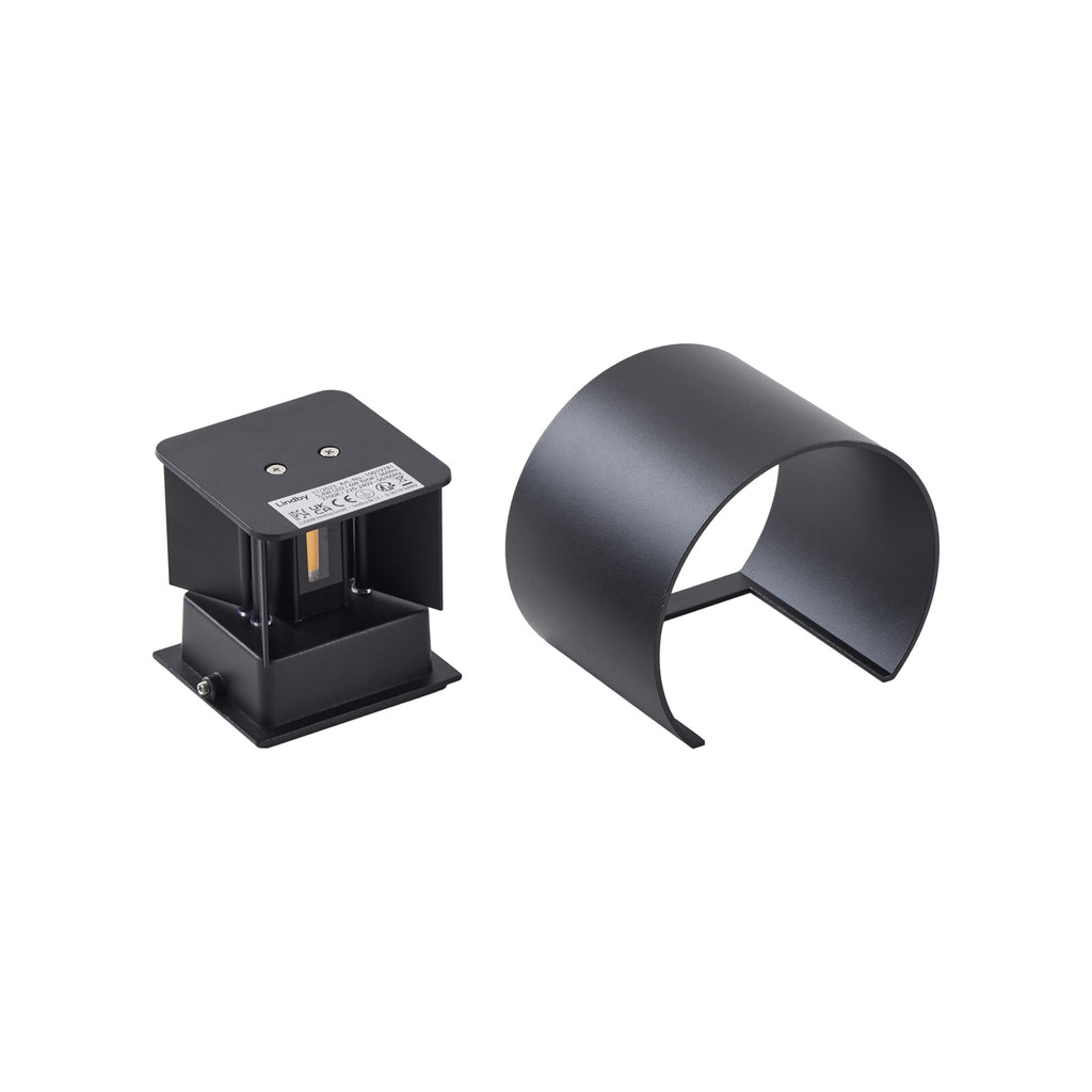 LED utevegglampe Nivar rund svart metall IP54 - Lindby