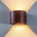 LED utevegglampe Nivar rund rustfarget metall forfra