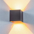 LED utevegglampe Nivar firkantet svart/gull sett forfra