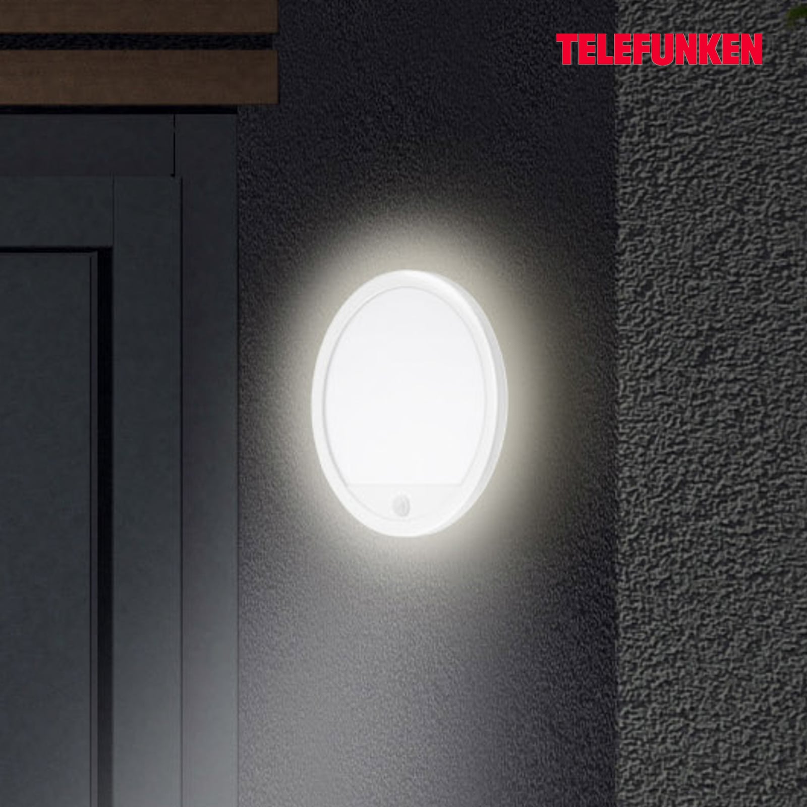 LED utevegglampe Nizza med bevegelsessensor forfra