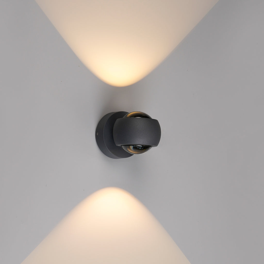 Montert LED utevegglampe opp og ned dimbar grafitt CCT IP54 - LCD på vegg
