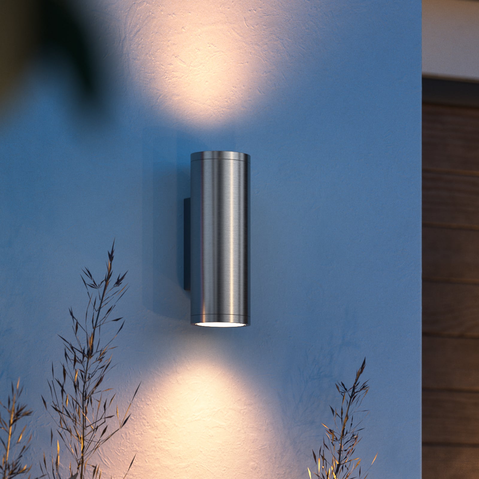 LED utevegglampe opp og ned rustfritt stål RGB IP44 dimbar - Philips Hue forfra