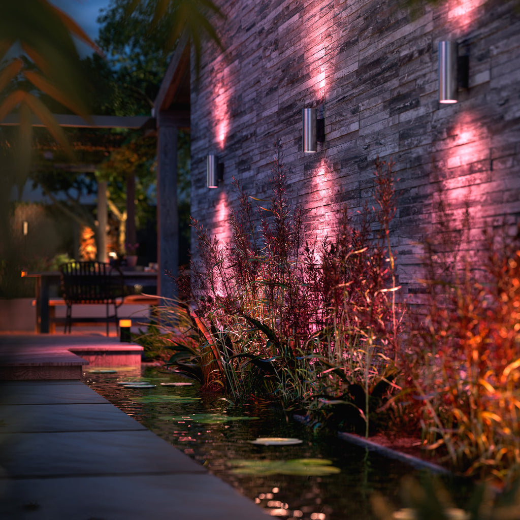 LED utevegglampe opp og ned rustfritt stål RGB IP44 dimbar - Philips Hue bakside