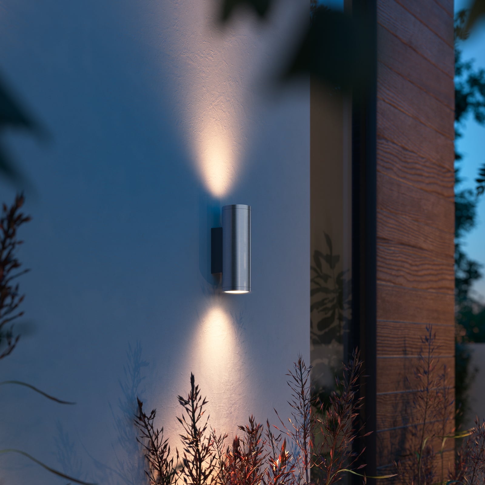 LED utevegglampe opp og ned rustfritt stål RGB IP44 dimbar - Philips Hue lysdetalj