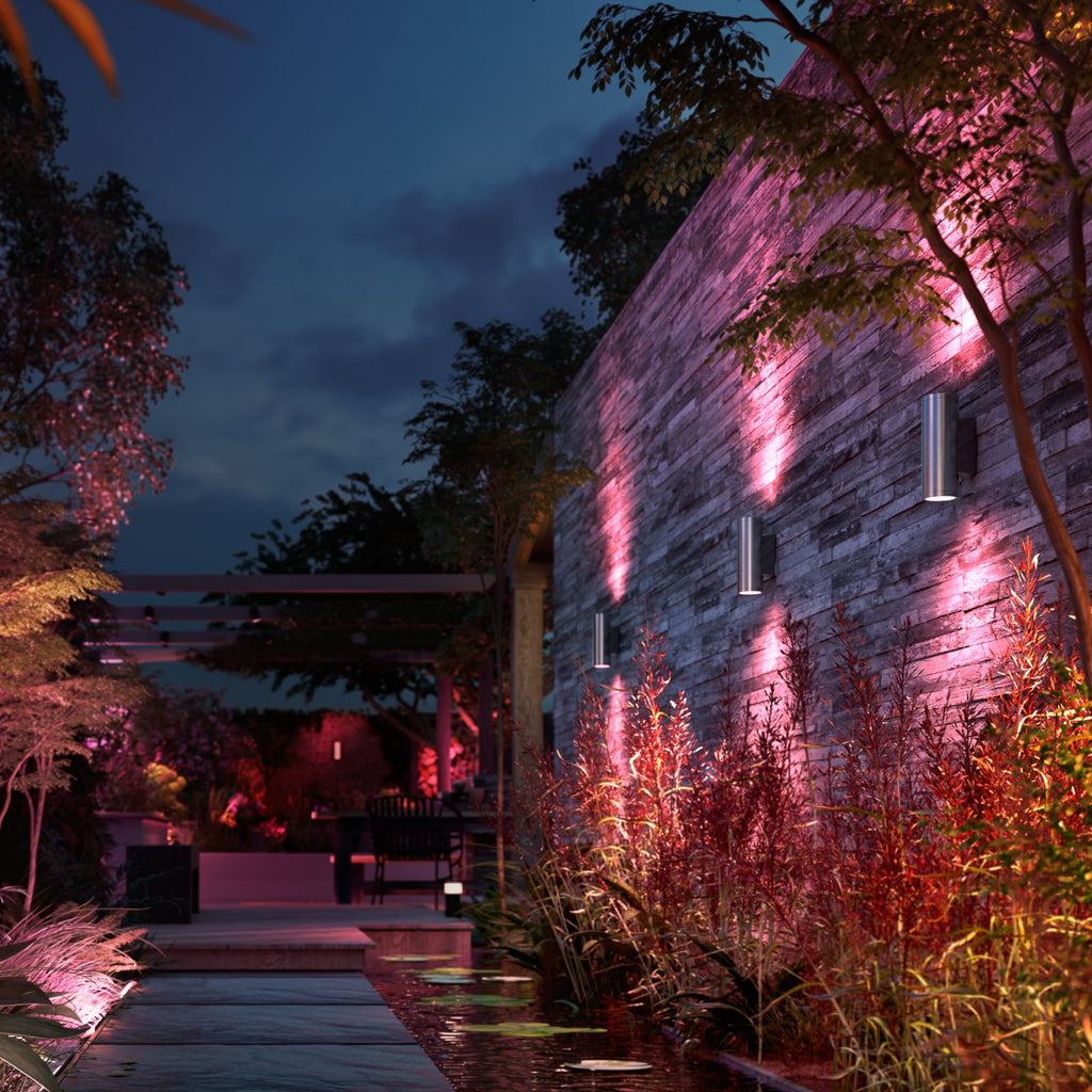 LED utevegglampe opp og ned rustfritt stål RGB IP44 dimbar - Philips Hue med smartstyring