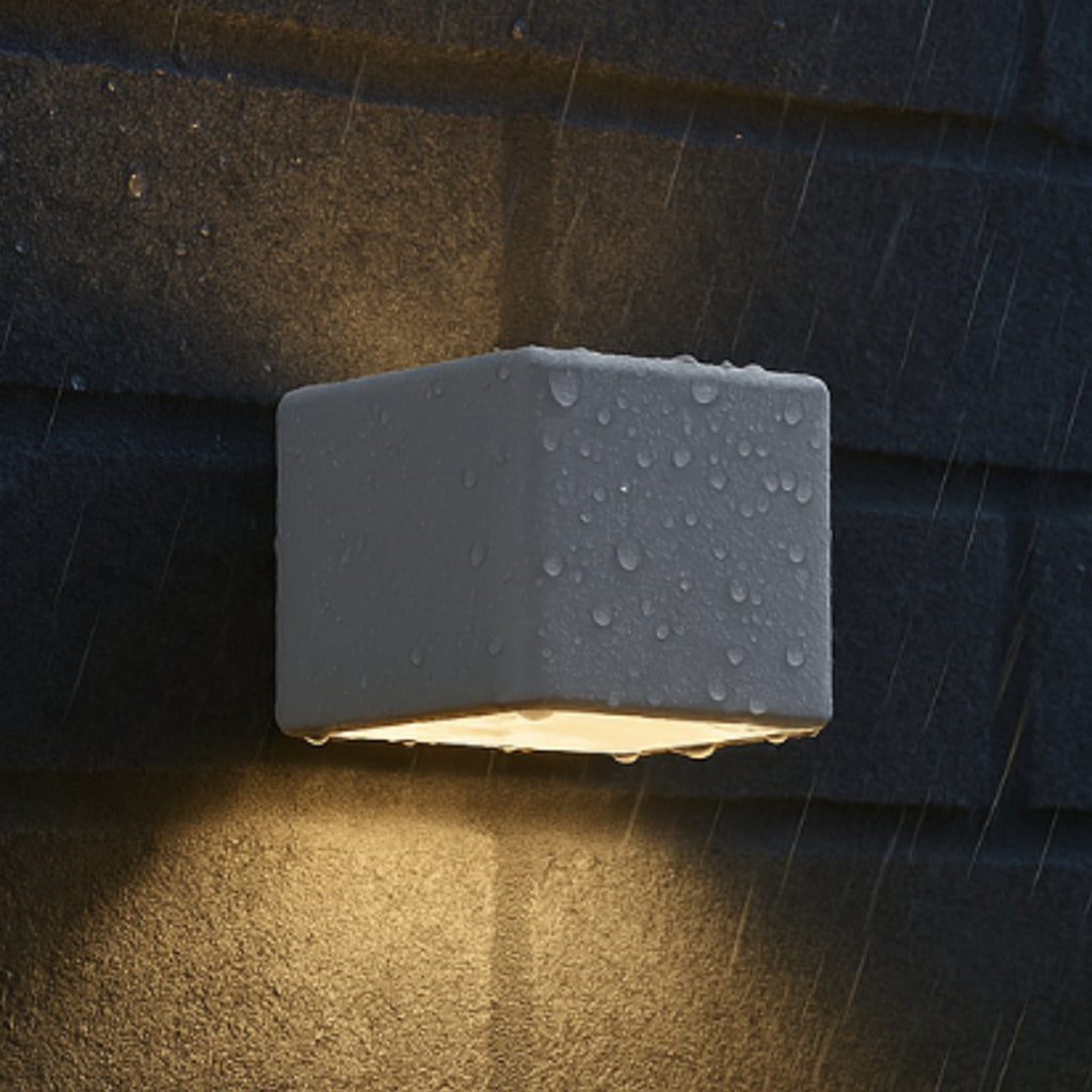 LED utevegglampe oppladbar med bevegelsessensor hvit IP44 - FH Lighting forfra