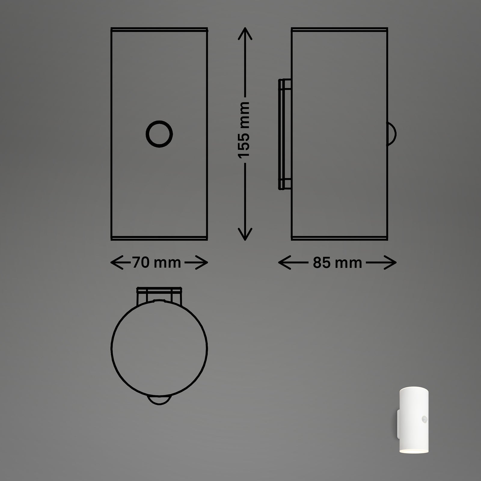 LED utevegglampe oppladbar opp/ned med bevegelsessensor hvit IP44 montert ute