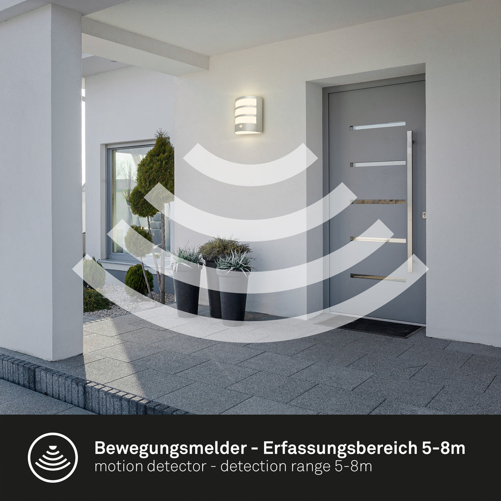 LED utevegglampe oppladbar med bevegelsessensor matt krom Briloner USB-C ladekabel