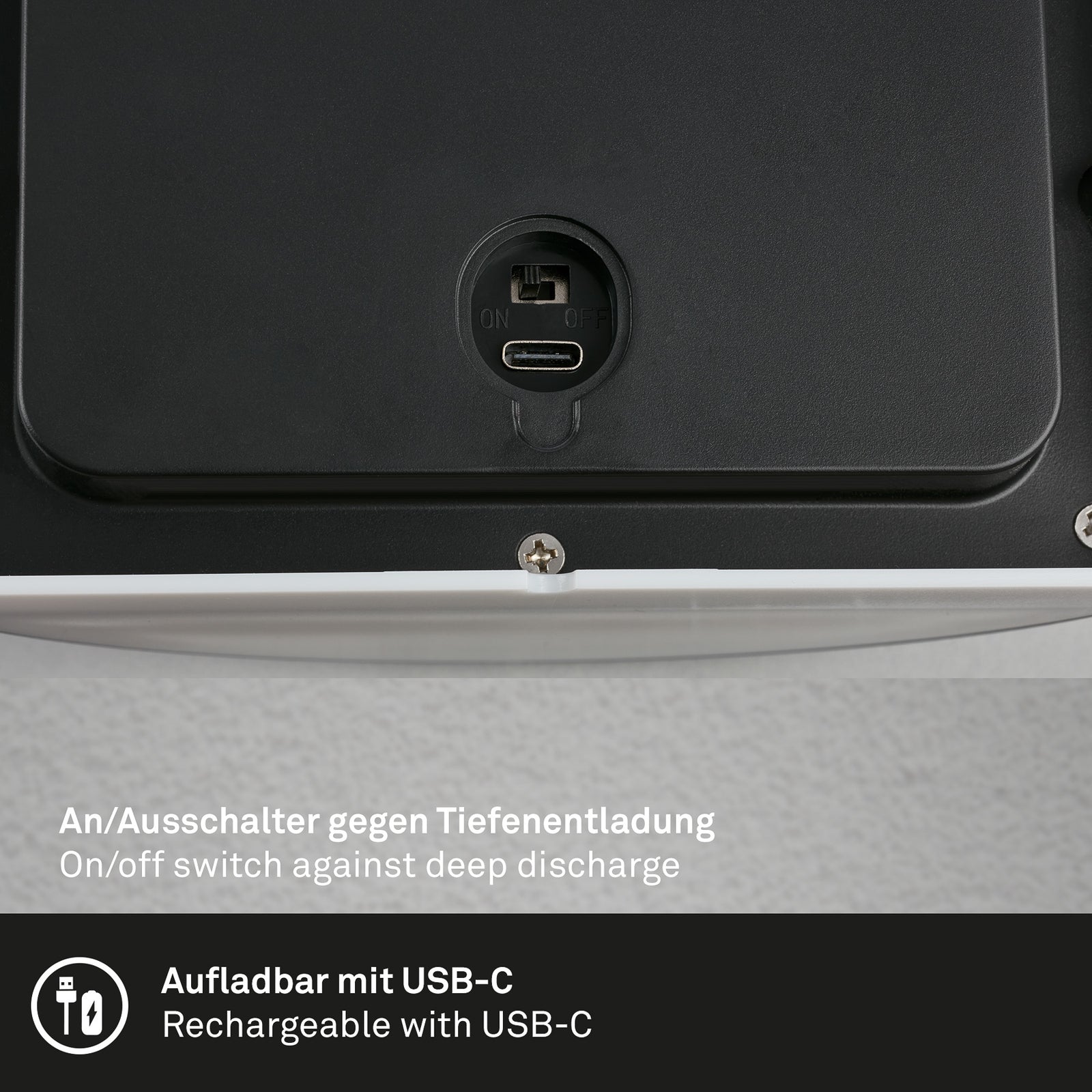 LED utevegglampe oppladbar med bevegelsessensor matt krom Briloner lysbilde om natten