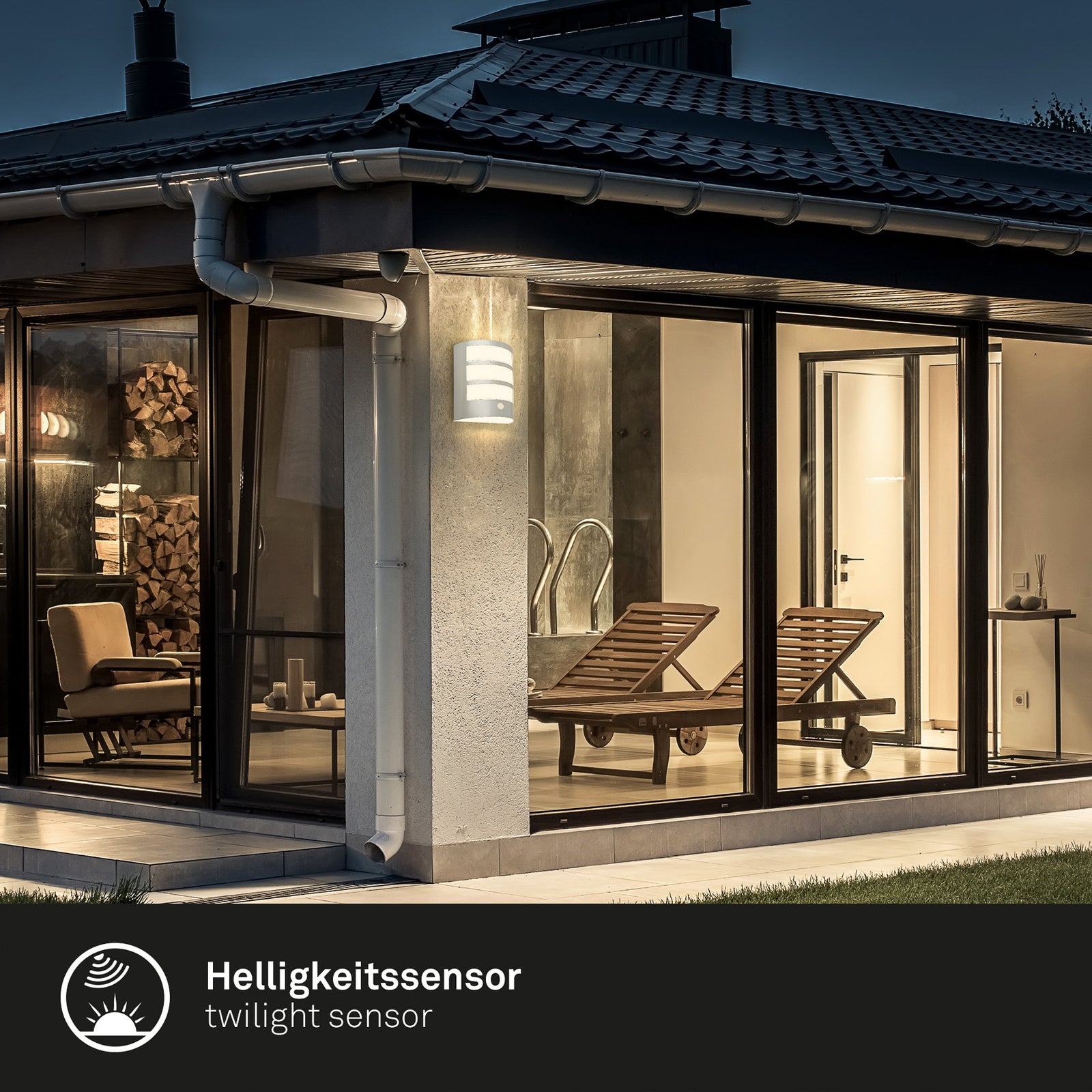 LED utevegglampe oppladbar med bevegelsessensor matt krom Briloner veggbrakett