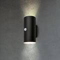 LED utevegglampe oppladbar opp/ned med bevegelsessensor svart IP44 - Briloner forfra
