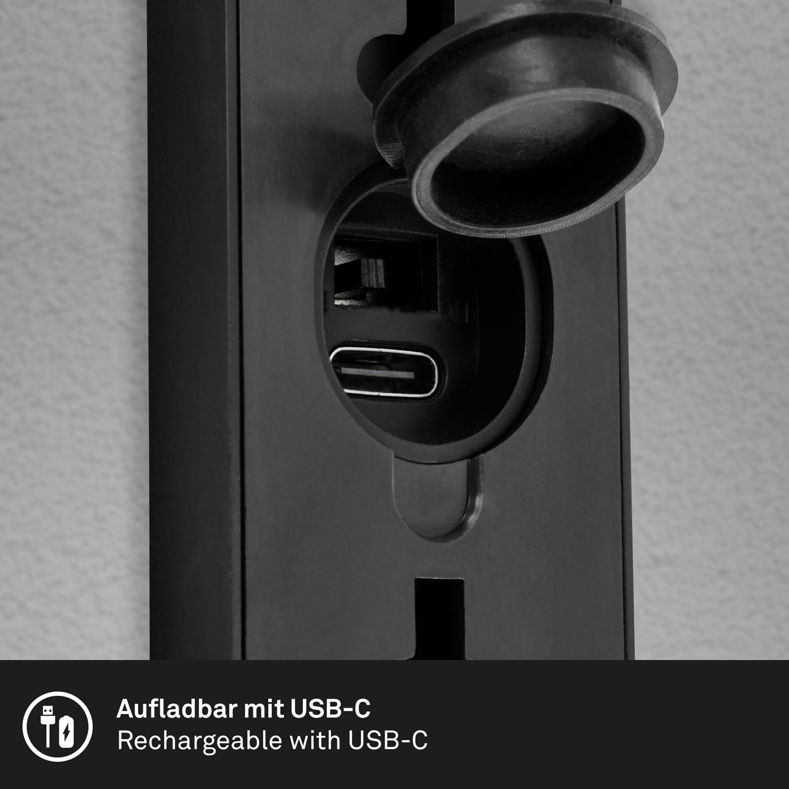 LED utevegglampe oppladbar opp/ned med bevegelsessensor svart IP44 - Briloner USB-C ladekabel