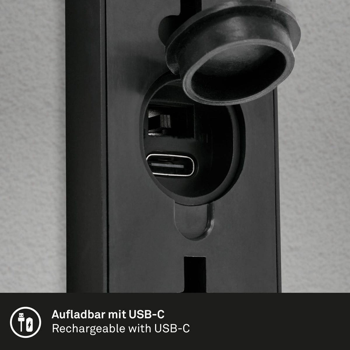 LED utevegglampe oppladbar opp/ned med bevegelsessensor svart IP44 - Briloner USB-C ladekabel