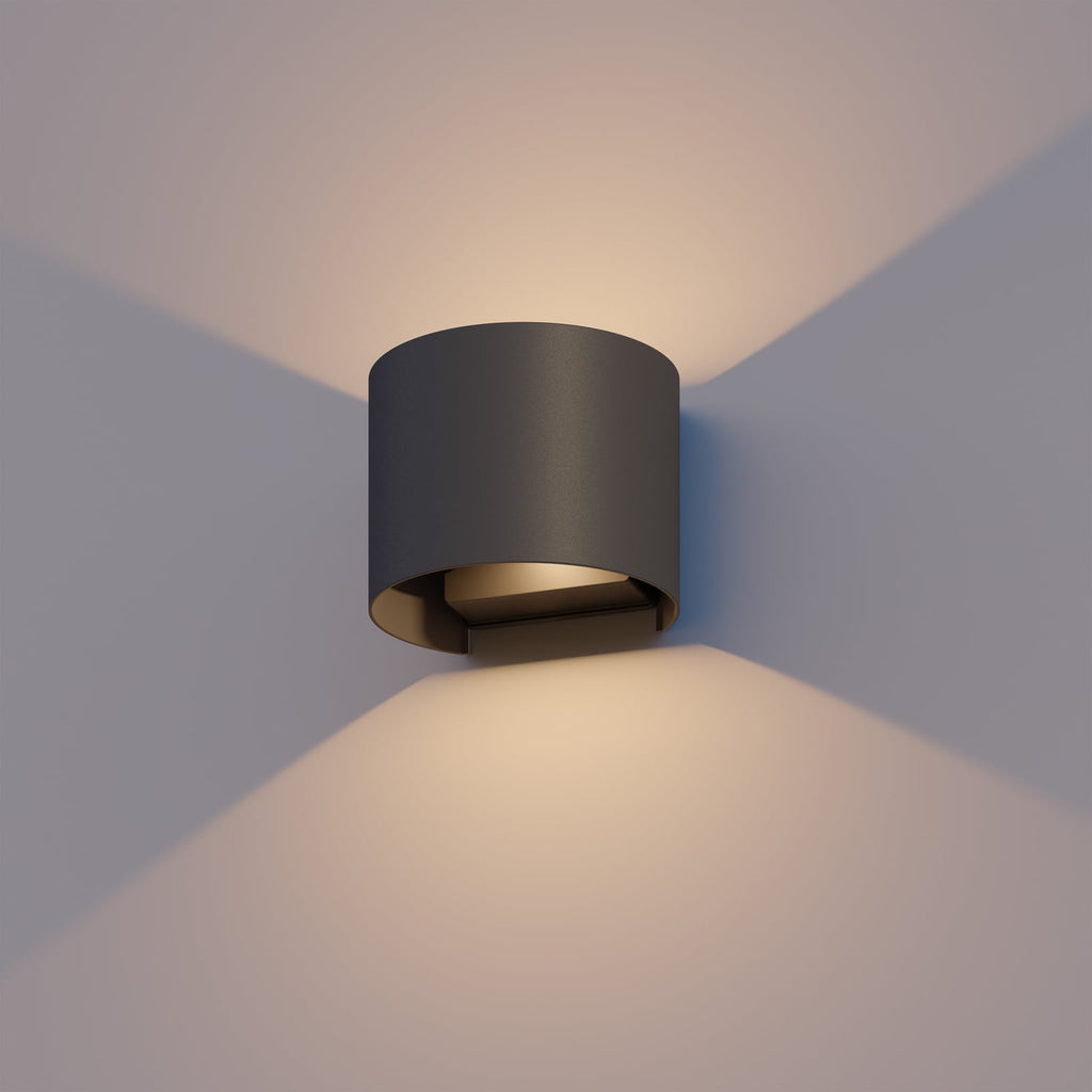 LED utevegglampe oval opp og ned svart 10 cm IP54 - Calex forfra