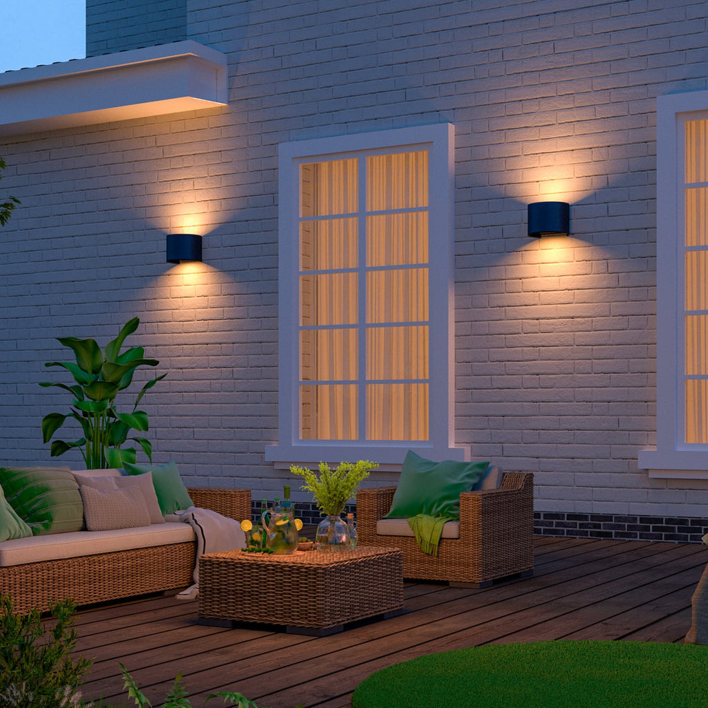 LED utevegglampe oval opp og ned svart 10 cm IP54 - Calex bakside