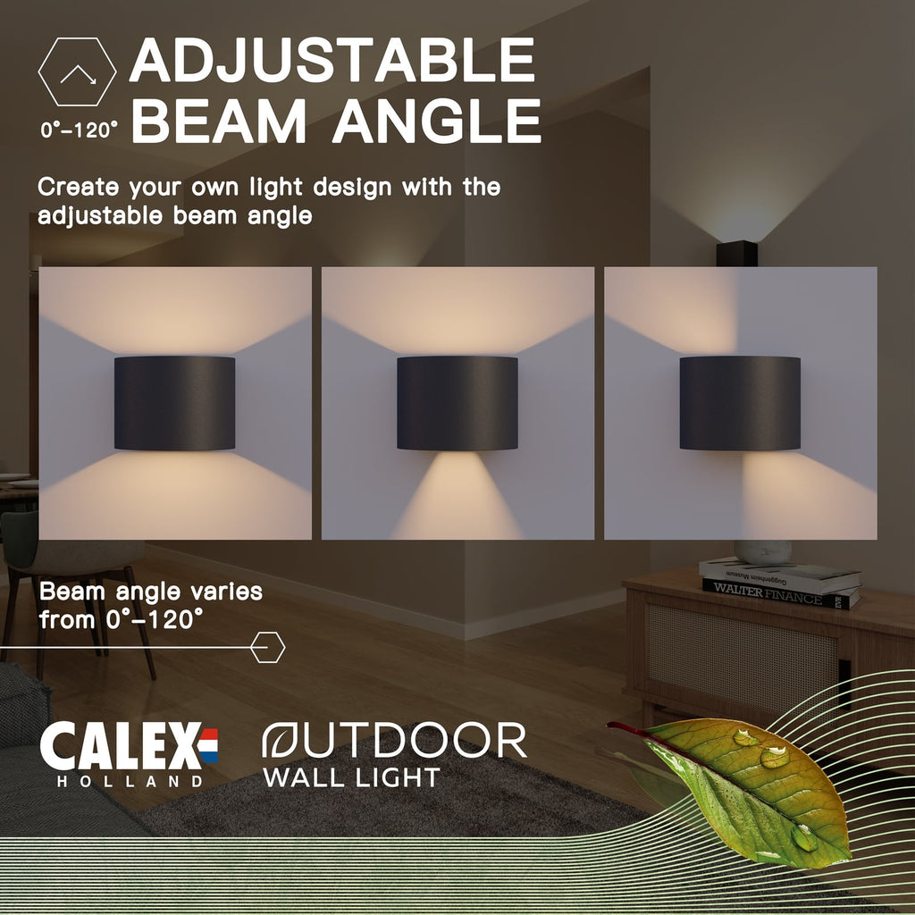 Nærbilde av LED utevegglampe oval opp og ned svart 10 cm IP54 - Calex