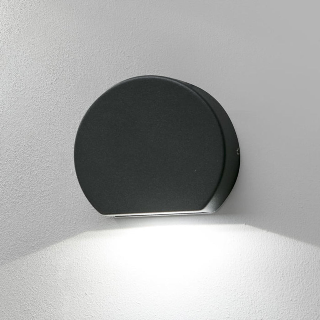 LED utevegglampe Pill rund mørkegrå 10 cm IP54 forfra