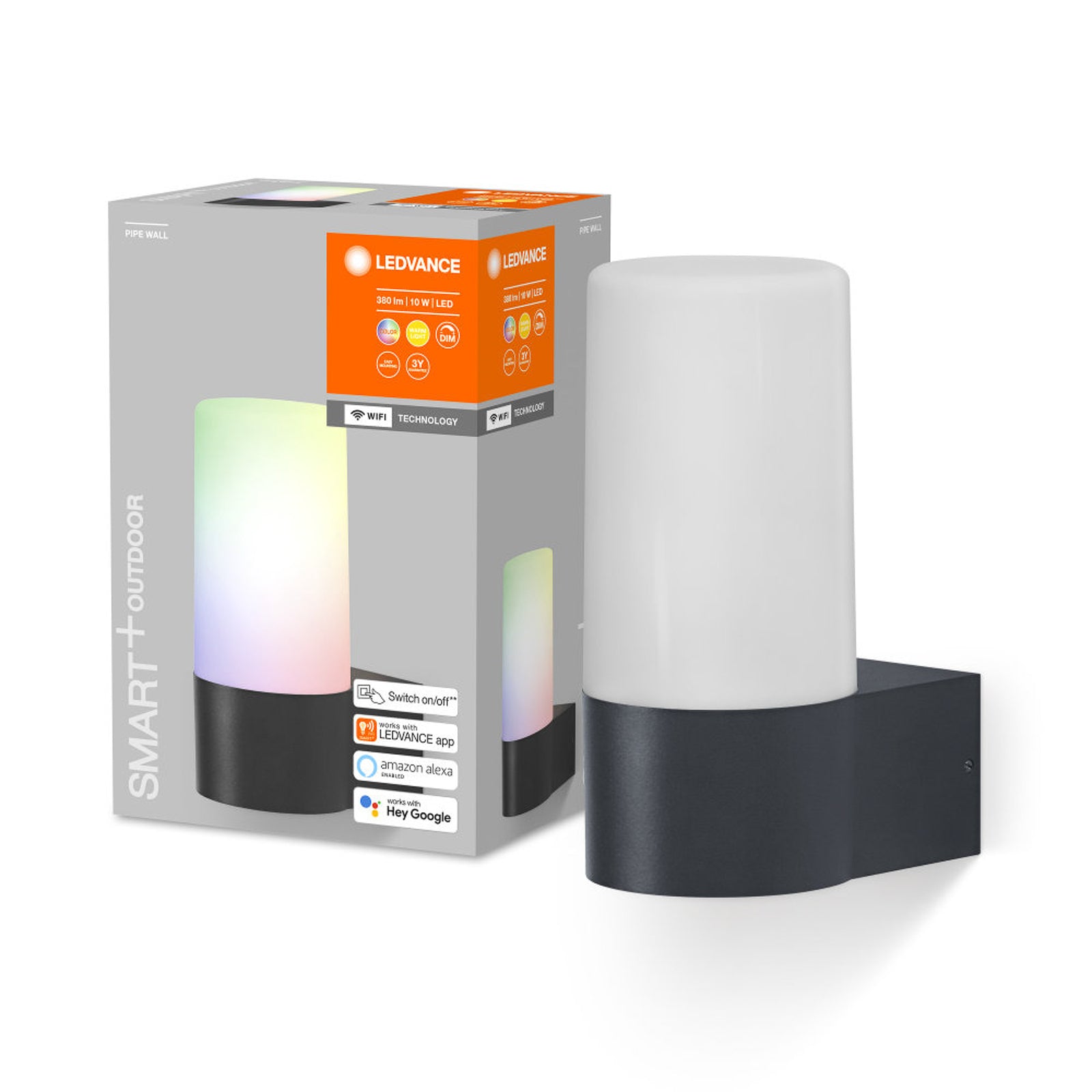 LED utevegglampe Pipe Wall RGBW dimbar WiFi IP44 - LEDVANCE SMART+ montert på vegg