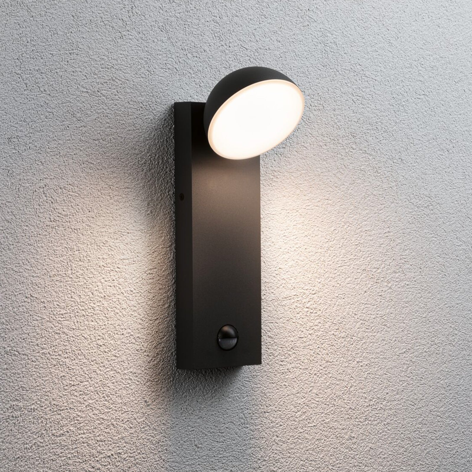 LED utevegglampe Puka aluminium med bevegelsessensor antrasitt IP44 detalj