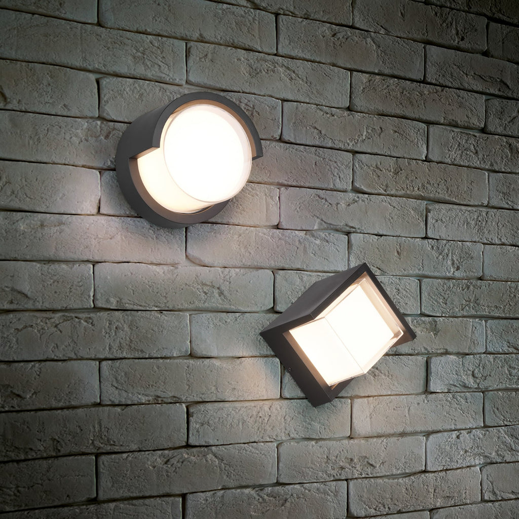 LED utevegglampe Puno rund svart Ø15 cm IP54 bakside