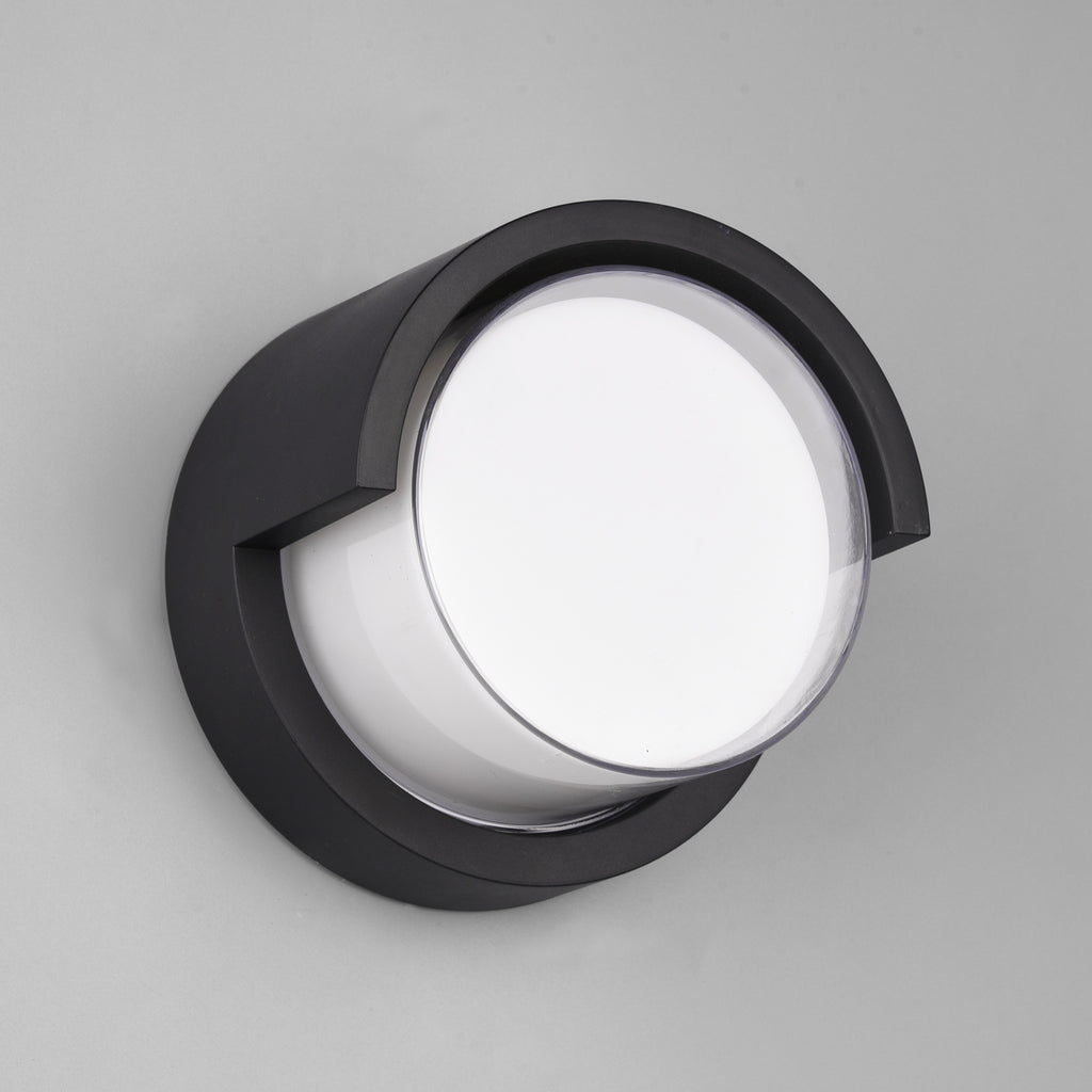 LED utevegglampe Puno rund svart Ø15 cm IP54 installasjon