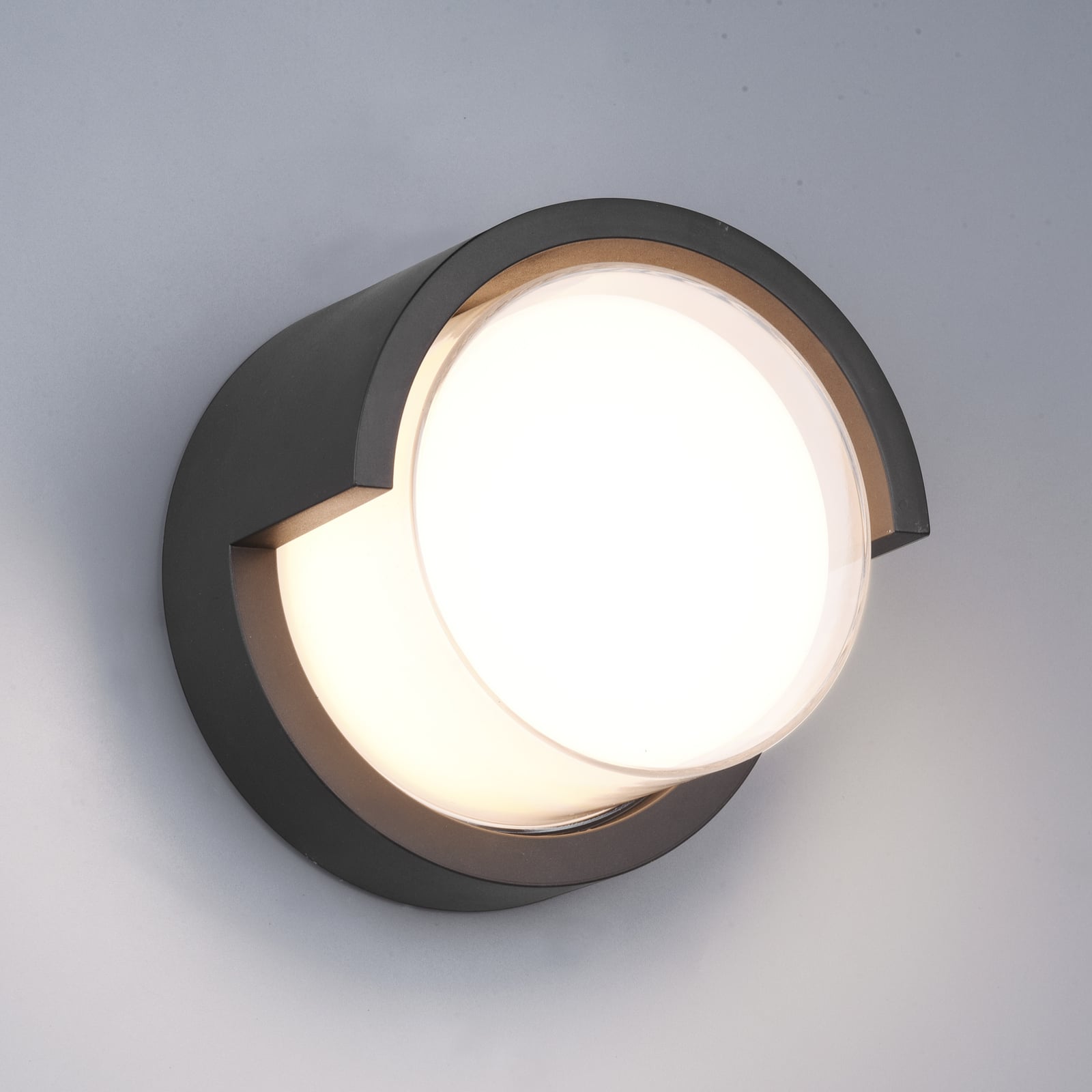 LED utevegglampe Puno rund svart Ø15 cm IP54 lys