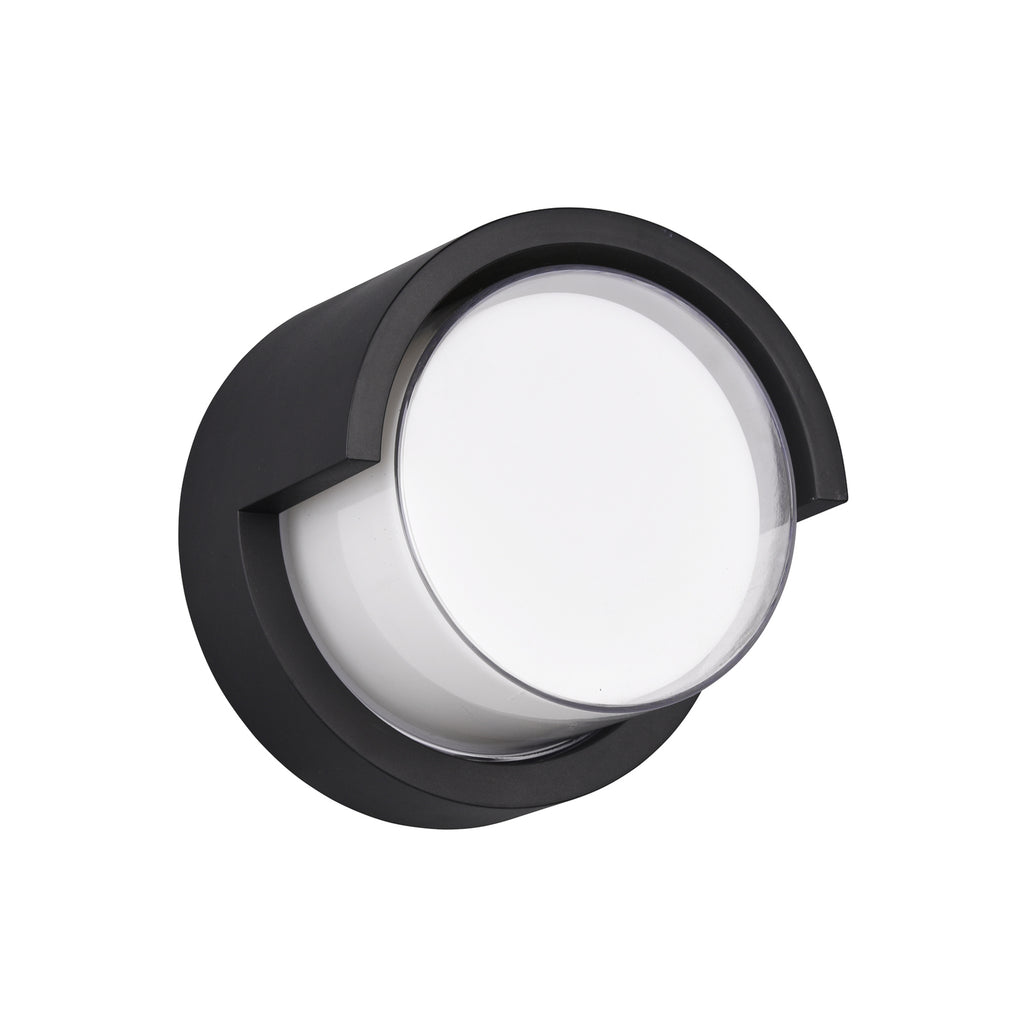 LED utevegglampe Puno rund svart Ø15 cm IP54 montert