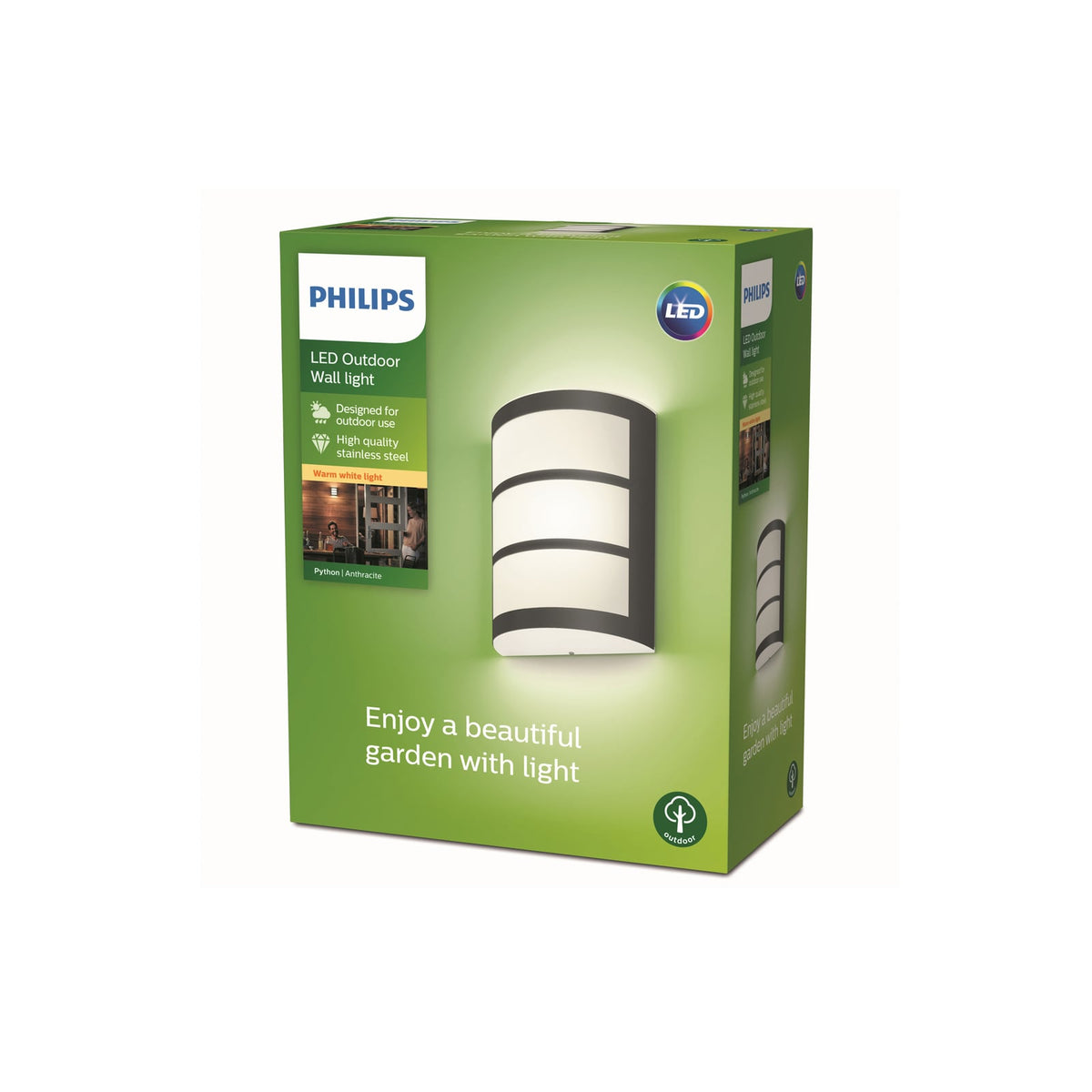 LED utevegglampe Python antrasitt 6W 2700K IP44 Philips detalj