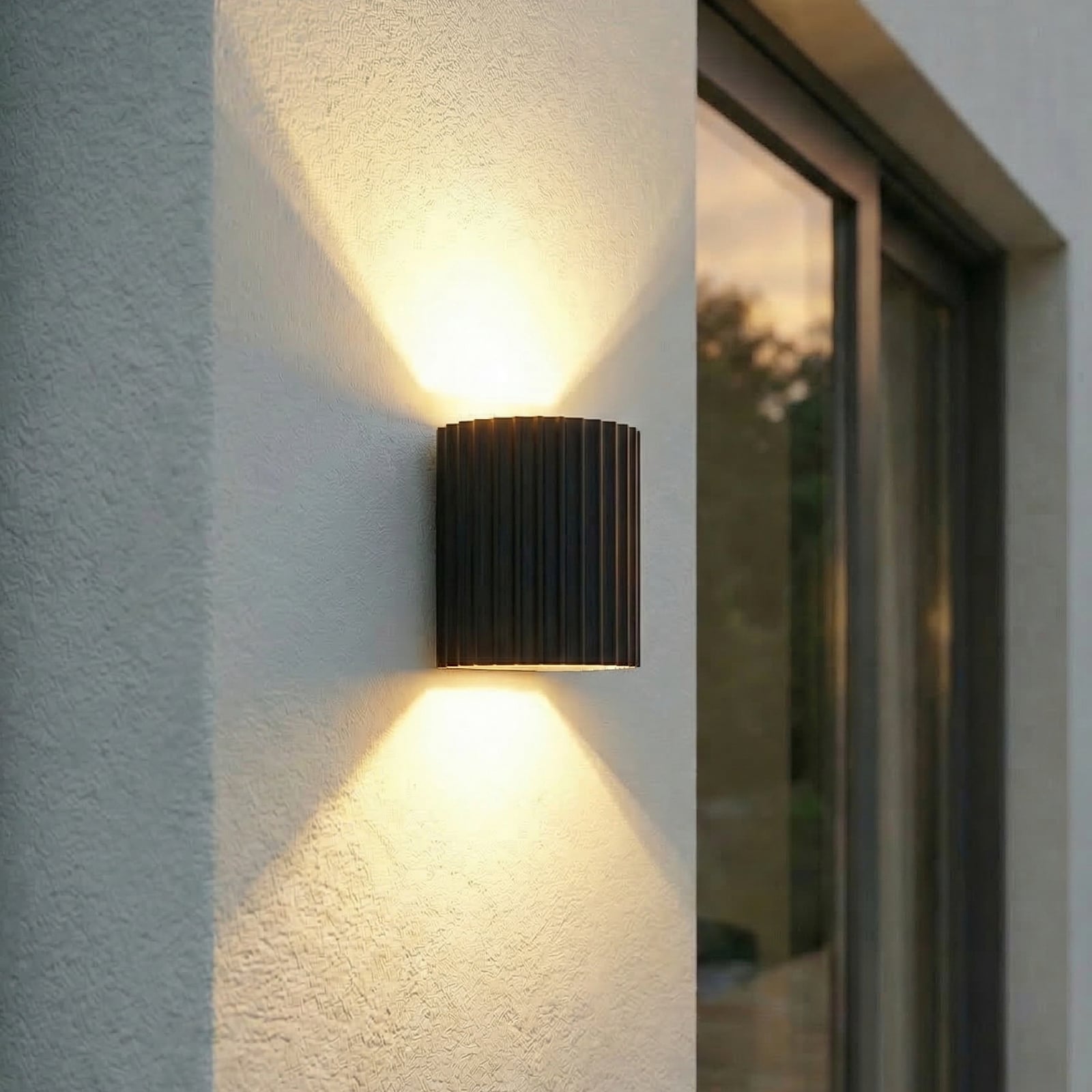 LED utevegglampe Ralino svart aluminium og glass forside