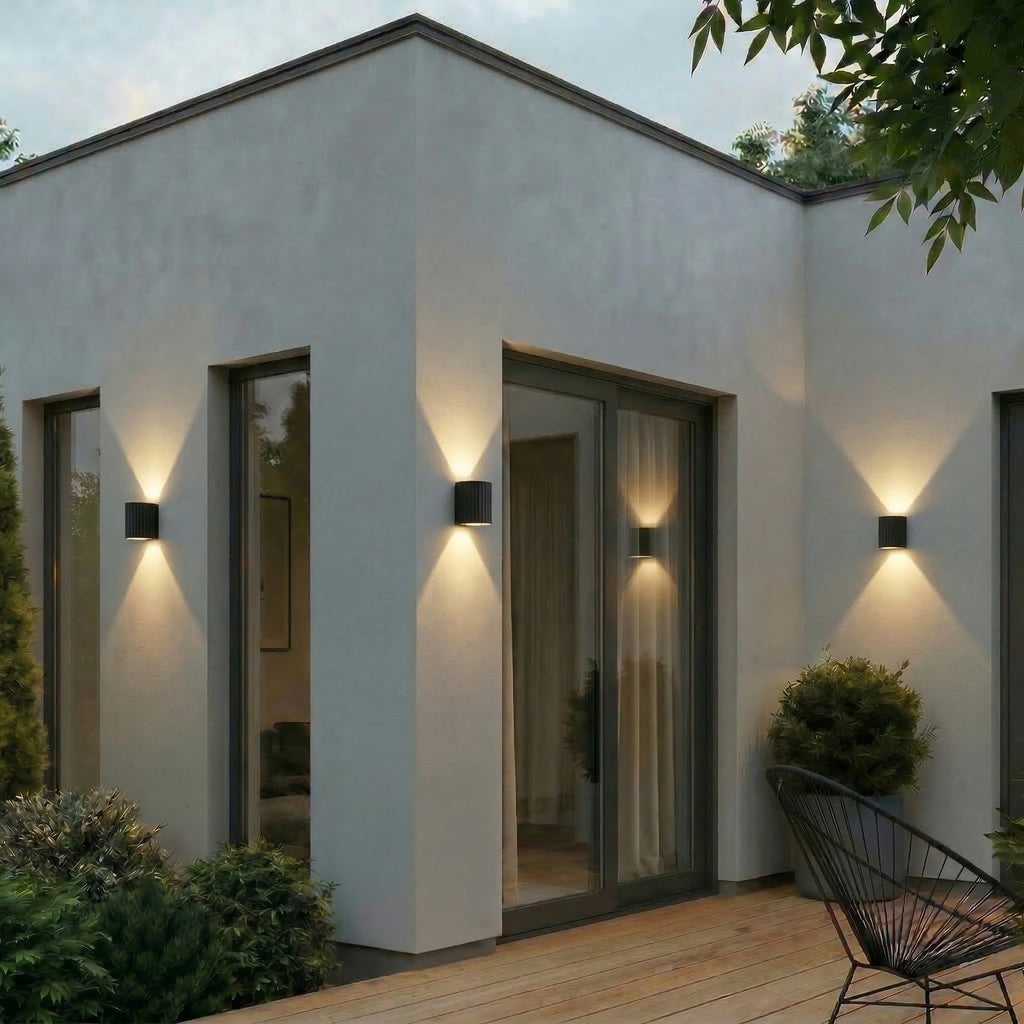 LED utevegglampe Ralino svart aluminium og glass bakside