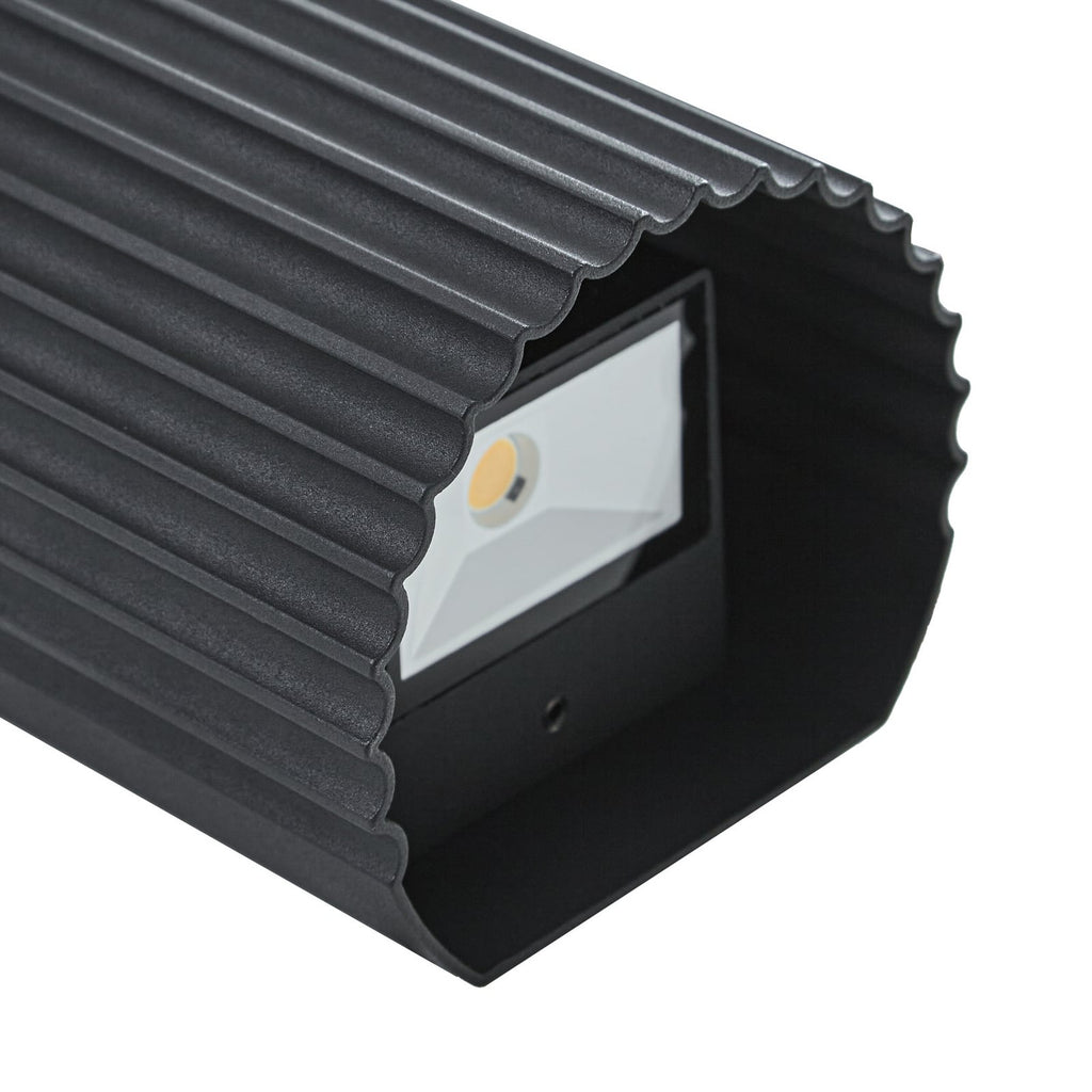 LED utevegglampe Ralino svart aluminium og glass lys opp vegg