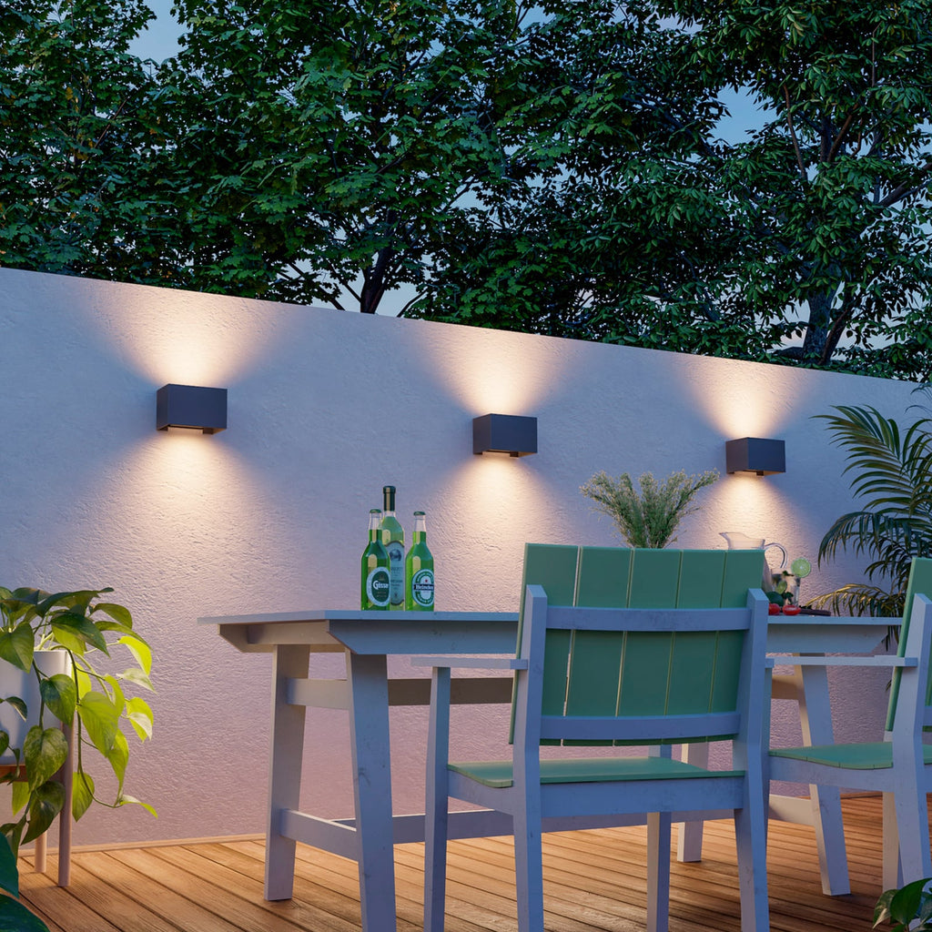 LED utevegglampe Rectangle opp og ned antrasitt IP54 bakside