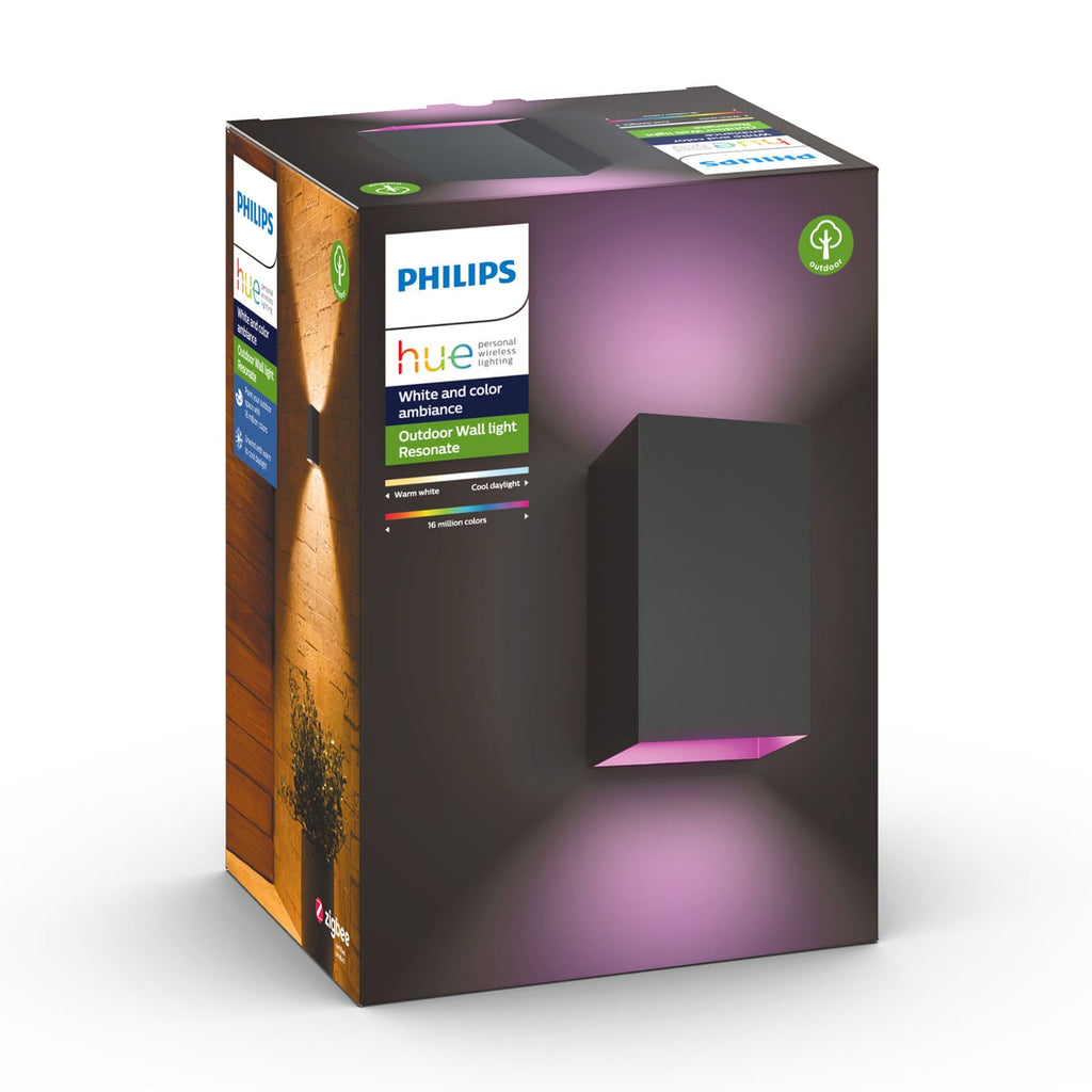 LED utevegglampe Resonate opp/ned RGBW svart IP44 - Philips Hue