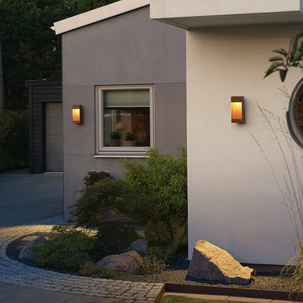 Baksiden av LED utevegglampe Rho rustfarget aluminium dimbar IP54