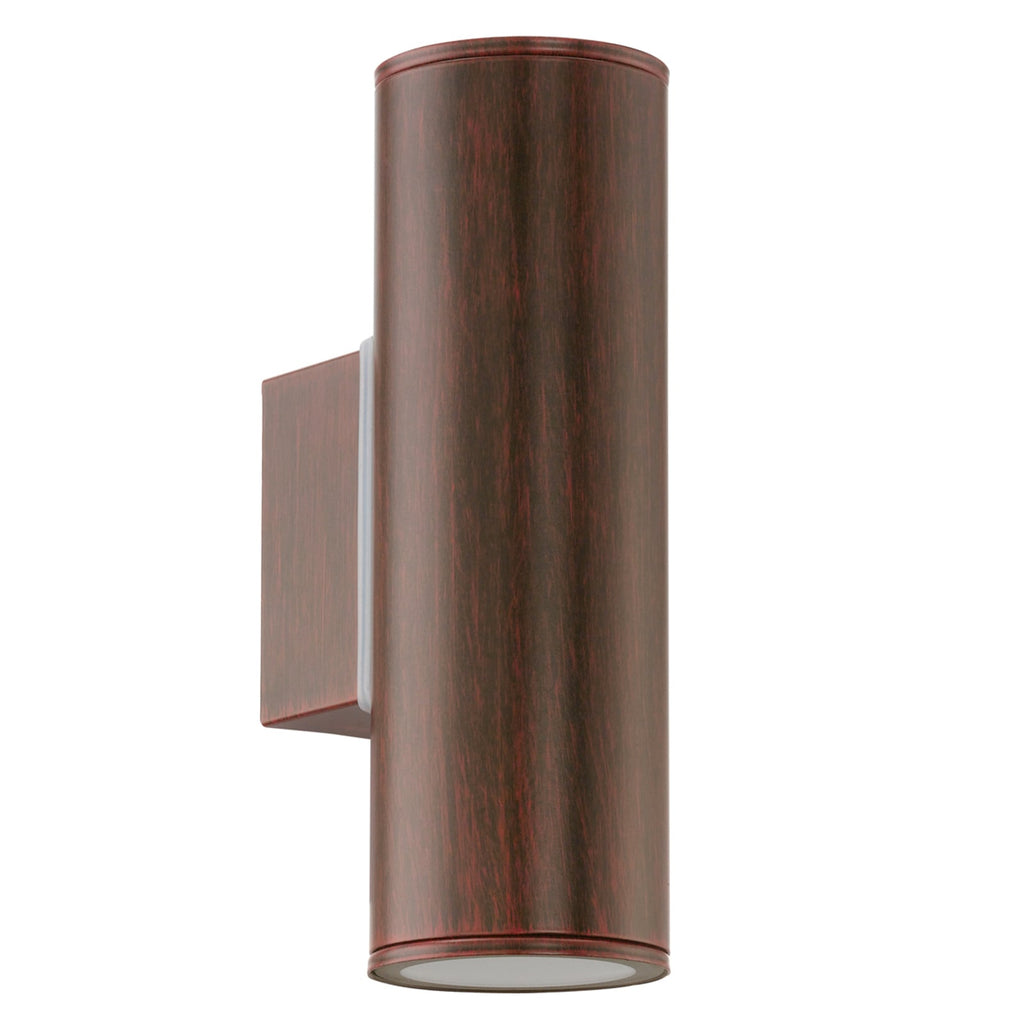 LED utevegglampe Riga 2-lys sylindrisk brun bakside