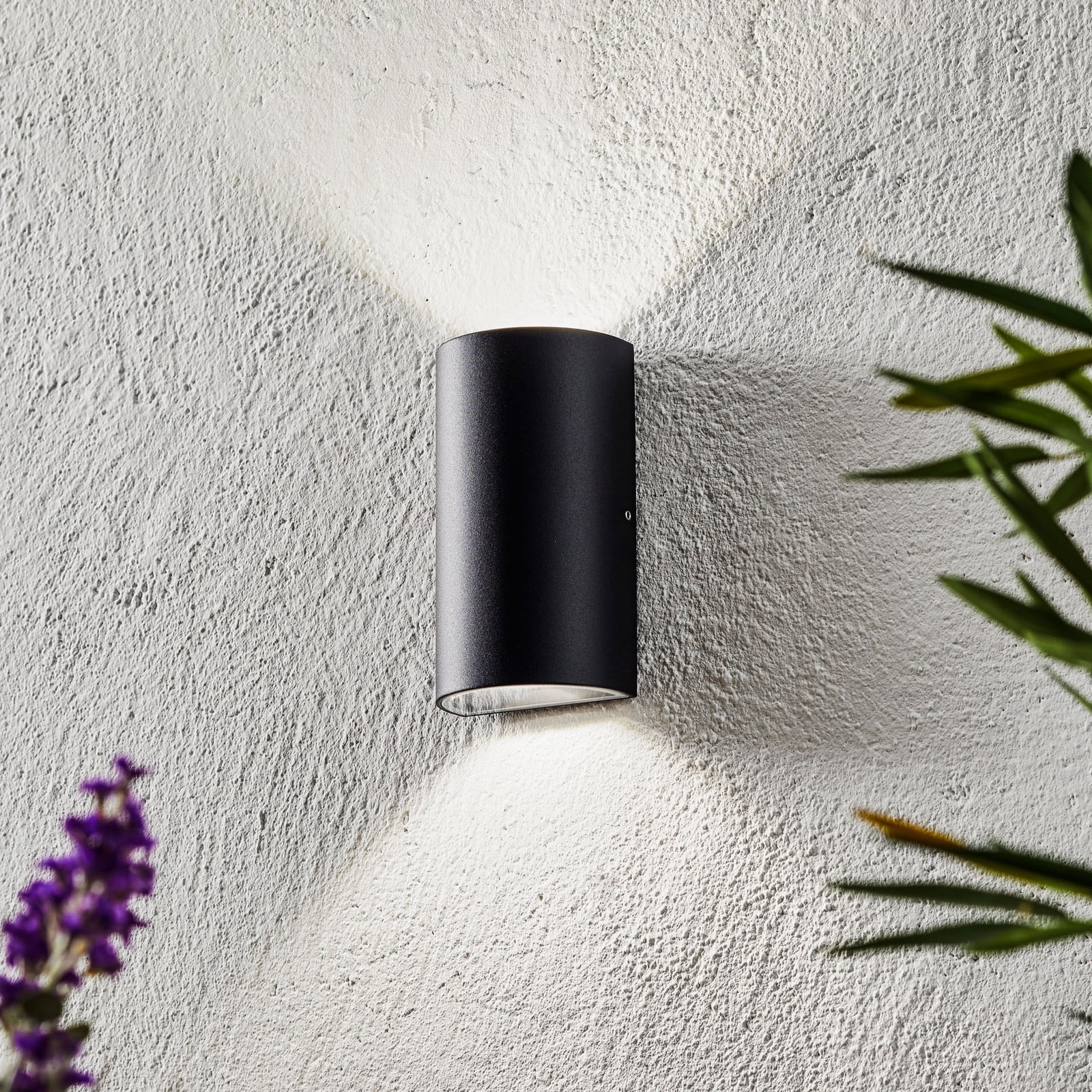 LED utevegglampe Rold rund opp og ned svart front