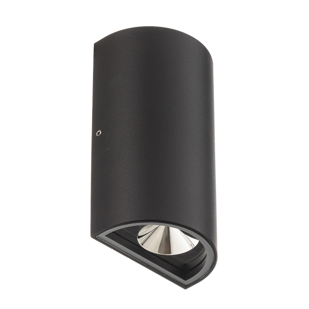 LED utevegglampe Rold rund opp og ned svart montert på vegg