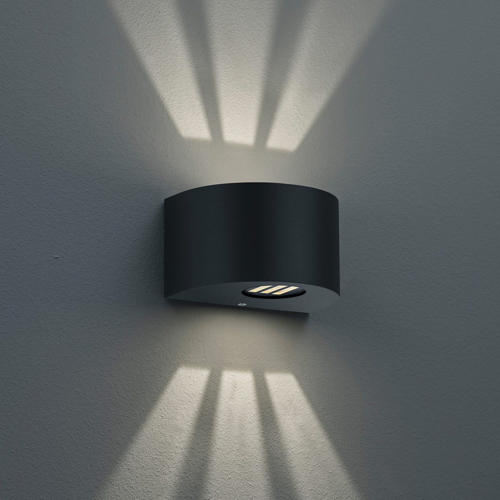 LED utevegglampe Rosario rund svart opp/ned IP44 - Reality bakside