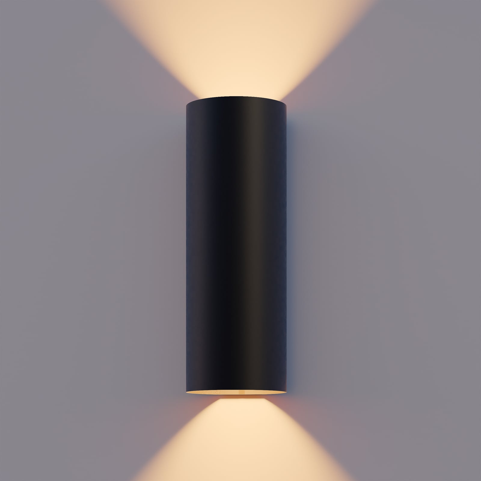 LED utevegglampe Round opp og ned svart H23 cm IP54 - Calex forfra