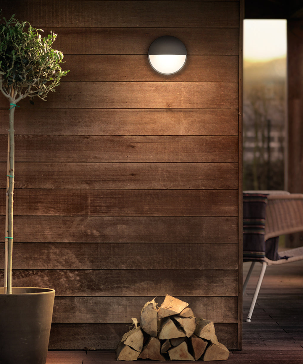 Bakside av LED utevegglampe rund antrasitt Ø21 cm Philips