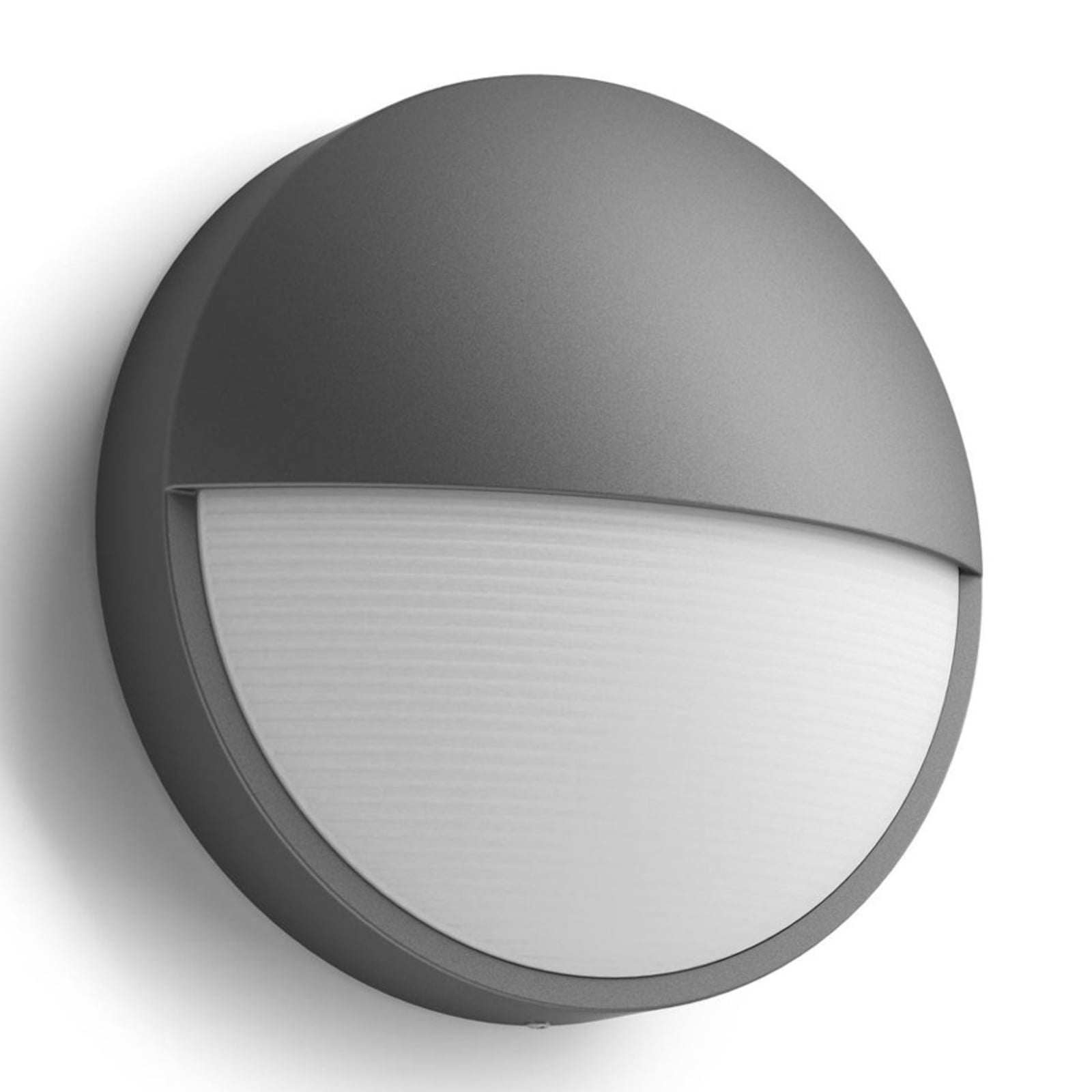 Montert LED utevegglampe rund antrasitt Ø21 cm Philips ved inngang