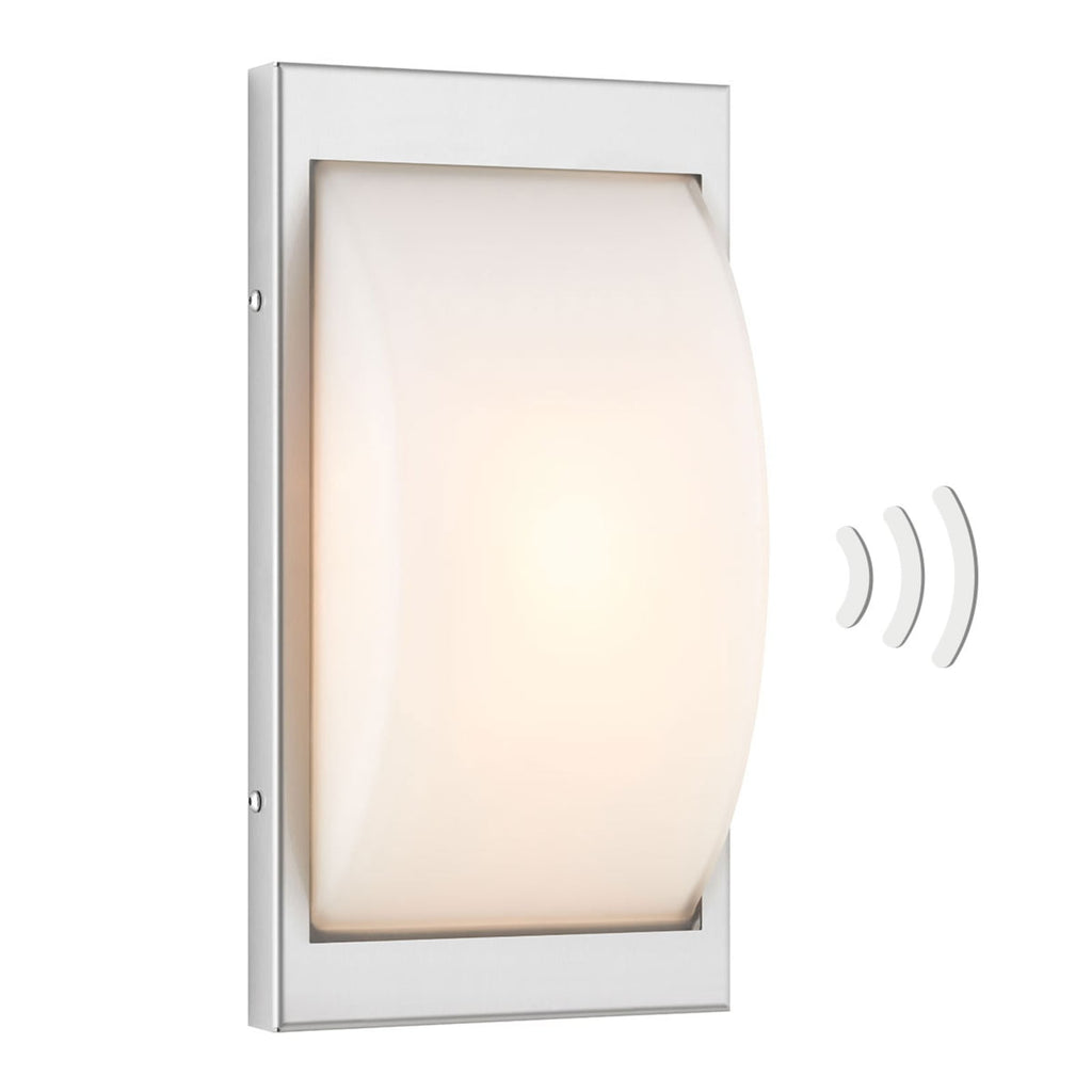 LED utevegglampe rustfritt stål med bevegelsessensor 13W IP44 forfra