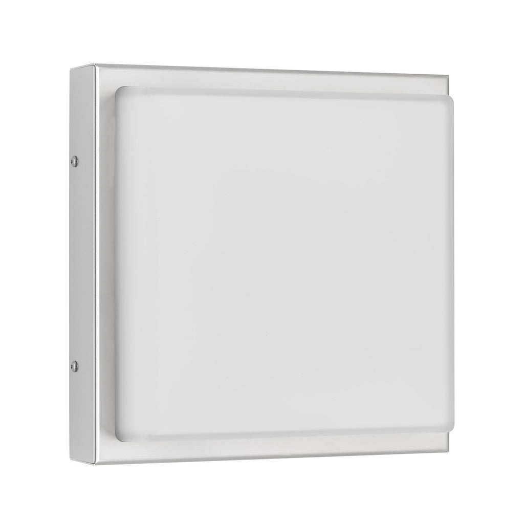 LED utevegglampe rustfritt stål 25x25 cm 13W IP44 sideprofil