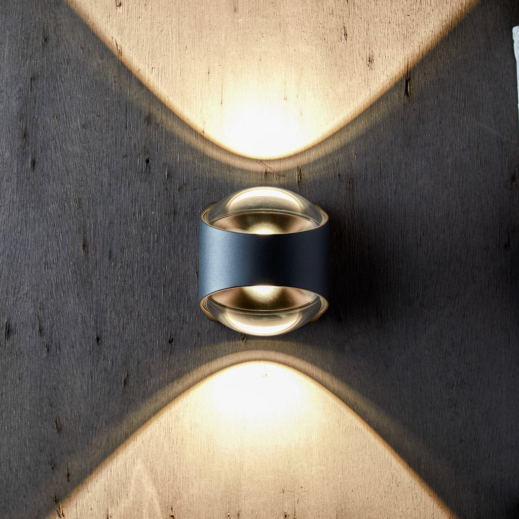 LED utevegglampe Saga opp og ned svart IP65 nærbilde