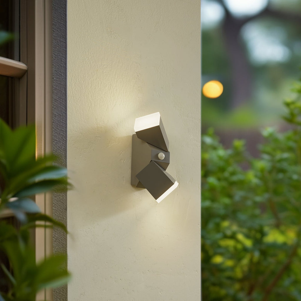 LED utevegglampe Sally 2-lys grå med sensor IP54 bakside