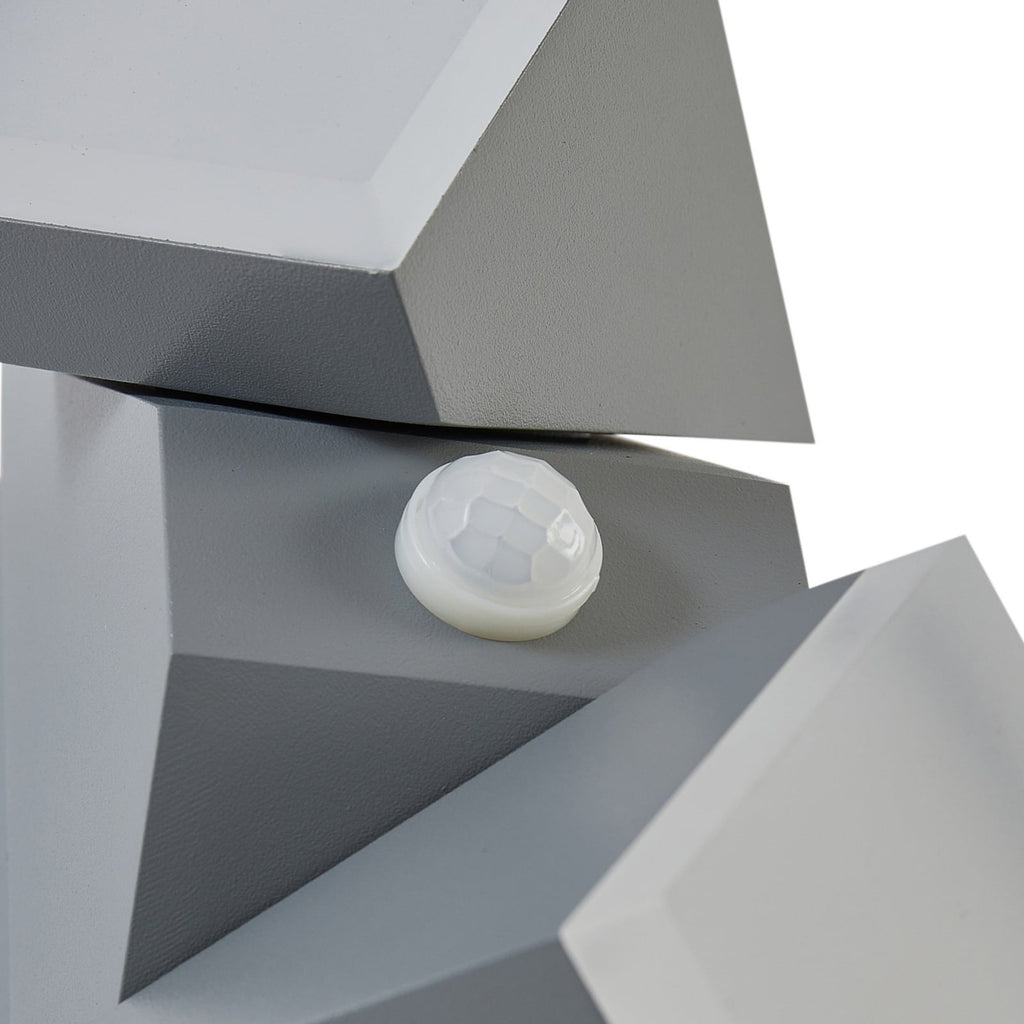 LED utevegglampe Sally 2-lys grå med sensor IP54 sideprofil